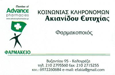 ΦΑΡΜΑΚΕΙΟ ΝΕΑ ΙΩΝΙΑ ΑΤΤΙΚΗ ΚΟΙΝΩΝΙΑ ΚΛΗΡΟΝΟΜΩΝ ΑΚΙΑΝΙΔΟΥ ΕΥΤΥΧΙΑΣ