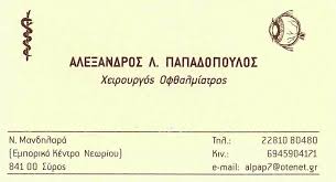 ΟΦΘΑΛΜΙΑΤΡΟΣ ΕΡΜΟΥΠΟΛΗ ΣΥΡΟΣ ΠΑΠΑΔΟΠΟΥΛΟΣ ΑΛΕΞΑΝΔΡΟΣ