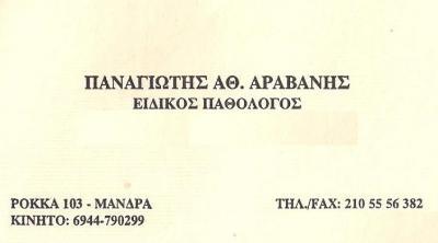 ΕΙΔΙΚΟΣ ΠΑΘΟΛΟΓΟΣ ΜΑΝΔΡΑ ΑΤΤΙΚΗ ΑΡΑΒΑΝΗΣ ΠΑΝΑΓΙΩΤΗΣ