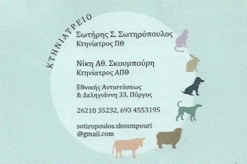 ΚΤΗΝΙΑΤΡΟΣ ΚΤΗΝΙΑΤΡΕΙΟ ΠΥΡΓΟΣ ΗΛΕΙΑ ΣΩΤΗΡΟΠΟΥΛΟΣ ΣΩΤΗΡΙΟΣ