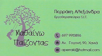 ΕΡΓΟΘΕΡΑΠΕΙΑ ΧΑΝΙΑ ΠΕΡΡΑΚΗ ΑΛΕΞΑΝΔΡΑ