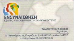 ΨΥΧΟΛΟΓΟΣ ΕΝΣΥΝΑΙΣΘΗΣΗ ΚΕΝΤΡΟ ΨΥΧΟΘΕΡΑΠΕΙΑΣ & ΣΥΜΒΟΥΛΕΥΤΙΚΗΣ ΚΟΚΟΡΑΣ ΚΩΝΣΤΑΝΤΙΝΟΣ